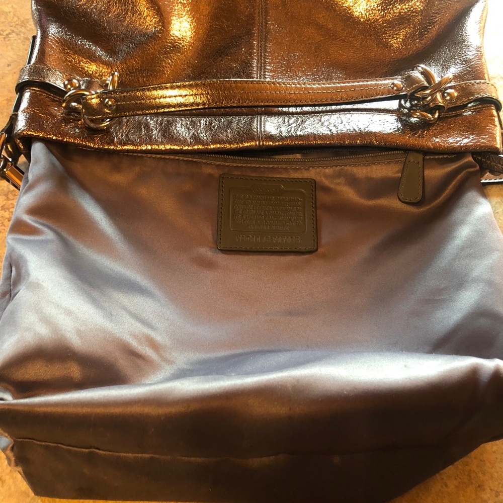 Coach Brooke Metallic Pewter Slouch Hobo Bag barely used - Picture 9 of 10
